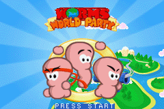 Worms World Party title screen for GameBoy Advance